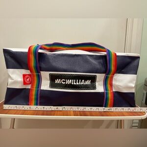 Navy & White Stripe Duffel with Rainbow Handles